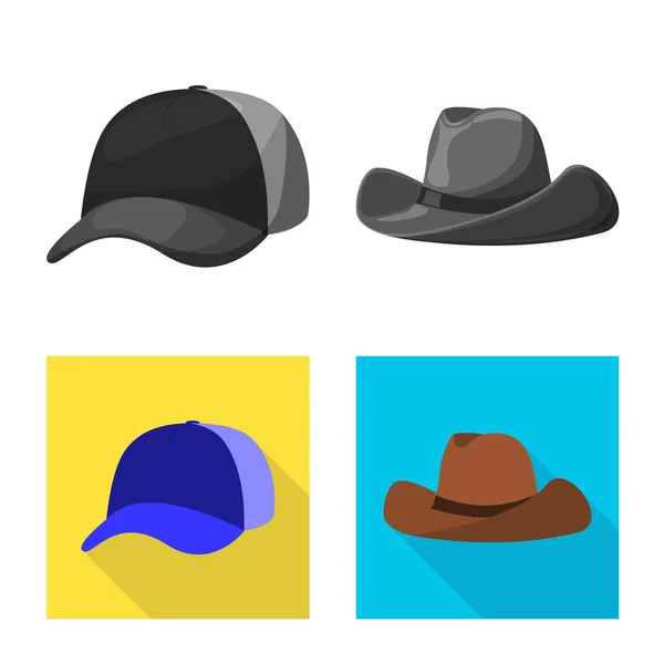 Geïsoleerde object van kleding en cap symbool. Set van kleding en baret aandelensymbool voor web. — Stockvector