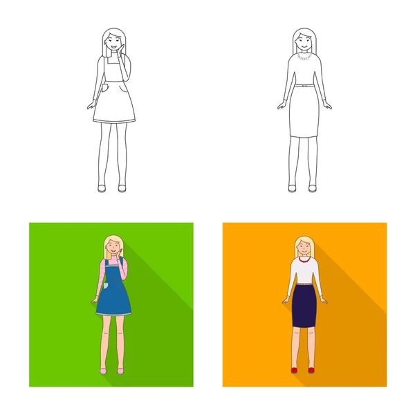 Ilustración vectorial de postura y símbolo del estado de ánimo. Conjunto de postura e ilustración del vector de stock femenino . — Vector de stock