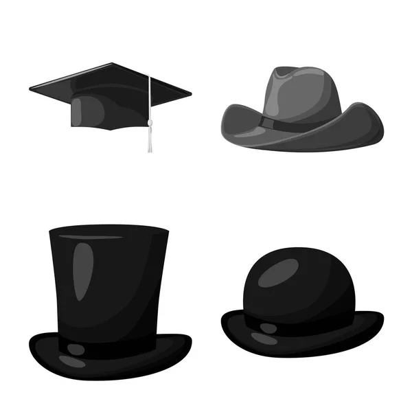 Векторный дизайн шляпы и логотипа шлема. Набор векторных значков шляпы и профессии для склада . — стоковый вектор