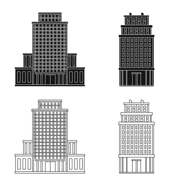Illustrazione vettoriale del logo comunale e centrale. Set di azioni comunali e immobiliari simbolo per il web . — Vettoriale Stock