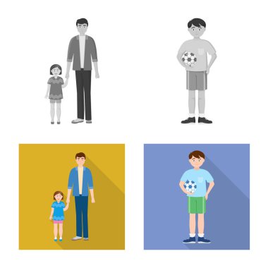Vektör Illustration karakter ve avatar işareti. Karakter ve portre hisse senedi vektör çizim topluluğu.