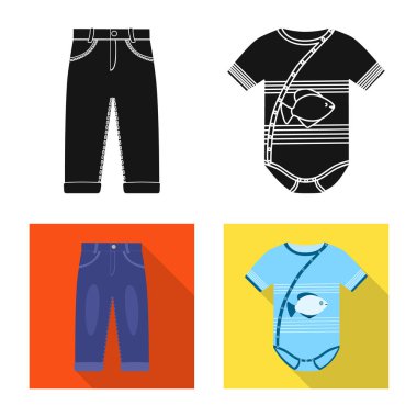 Moda ve giysi simge vektör tasarımı. Moda ve pamuk stok vektör çizim topluluğu.