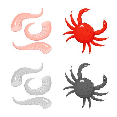 Taze ve restoran sembol yalıtılmış nesne. Taze ve deniz hisse senedi vektör çizim topluluğu.