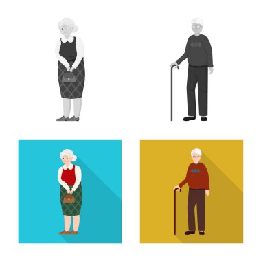 Karakter ve avatar simge vektör tasarımı. Web için karakter ve portre hisse senedi simgesi kümesi.