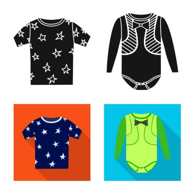 Moda ve giysi simge vektör Illustration. Moda ve pamuk stok vektör çizim seti.