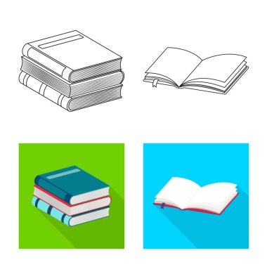 Eğitim ve kapak logo vektör Illustration. Eğitim ve hisse senedi için kitapçı vektör simge kümesi.