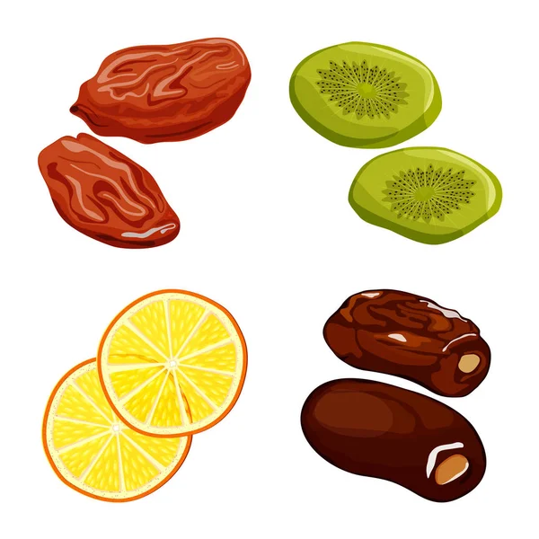 Изолированный объект из фруктов и сушеного логотипа. Набор векторных иллюстраций для фруктов и продуктов питания . — стоковый вектор