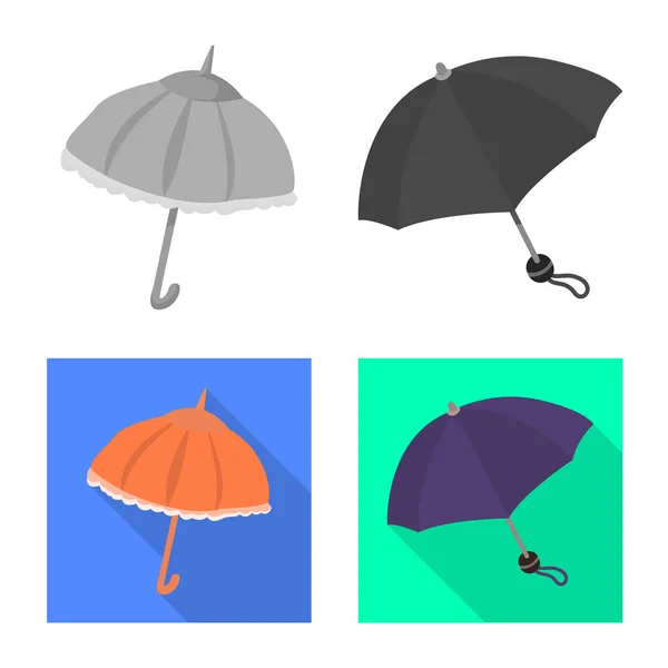 Vektor-Illustration von Schutz und geschlossenem Symbol. Sammlung von Schutz und Regenschutz-Symbol für das Netz. — Stockvektor
