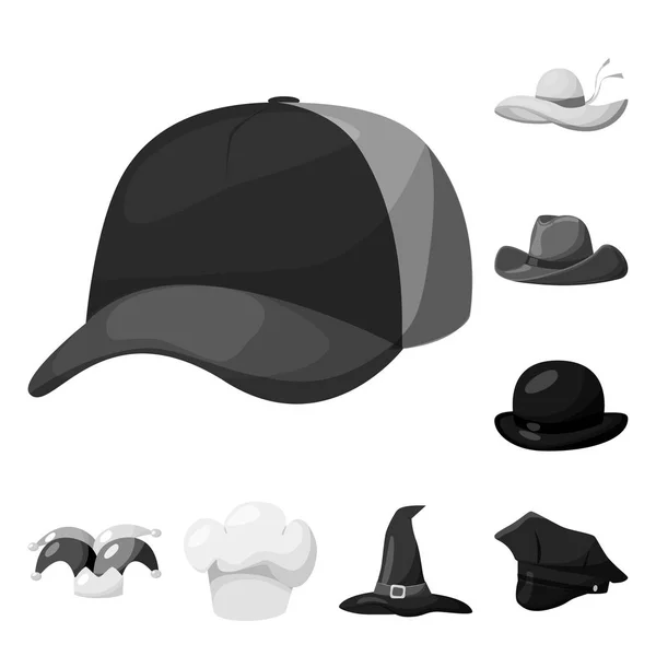 Objeto aislado de sombrero e icono del casco. Conjunto de sombrero y símbolo de stock de profesión para web . — Vector de stock