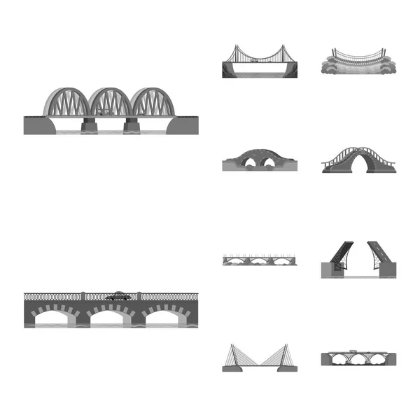 Isoliertes Designobjekt und konstruiertes Symbol. Sammlung von Design- und Brückenvektorillustrationen. — Stockvektor