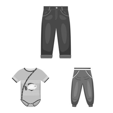 Kumaş ve giyim sembolü vektör illüstrasyon. Kumaş ve giysi stok vektör illüstrasyon seti.