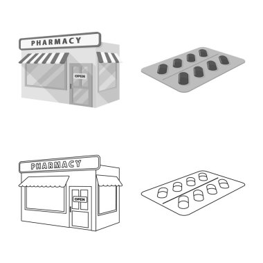 Perakende ve sağlık işareti vektör tasarımı. Hisse senedi için perakende ve sağlık vektör simge topluluğu.