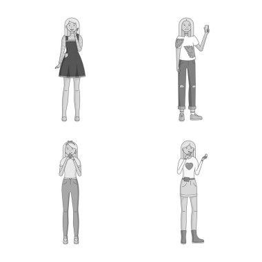Duygu ve kadın logo vektör Illustration. Duygu ve vücut hisse senedi simgesi web için set.