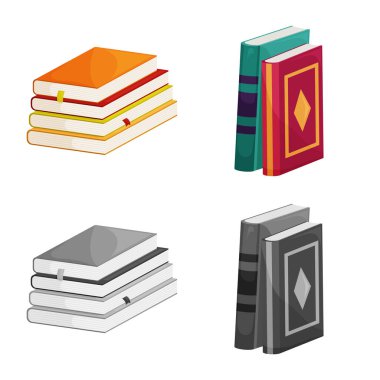 Eğitim ve kapak logo vektör Illustration. Eğitim ve hisse senedi için kitapçı vektör simge kümesi.