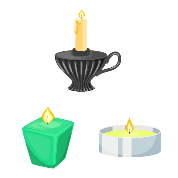 Vector illustration of light and wax icon. Collection of light and ceremony stock vector illustration. — Stock Vector