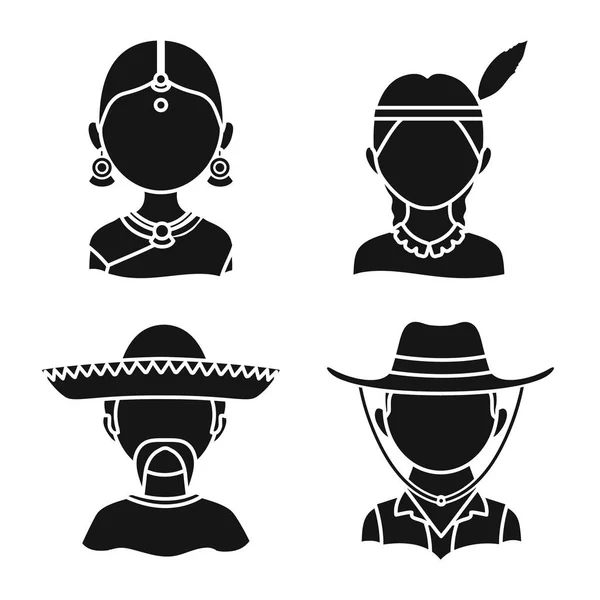 Illustration vectorielle de la personne et du signe culturel. Collecte d'illustration vectorielle de personne et de race . — Image vectorielle