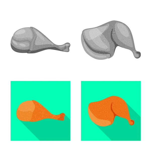 Isolierte Objekt des Produkts und Geflügel-Symbol. Sammlung von Produkt- und Landwirtschaftsvektorillustrationen. — Stockvektor