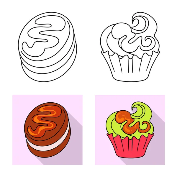 Απομονωμένο αντικείμενο της ζαχαροπλαστικής και μαγειρικής λογότυπο. Σετ ζαχαροπλαστικής και προϊόντων σύμβολο μετοχής για το web. — Διανυσματικό Αρχείο