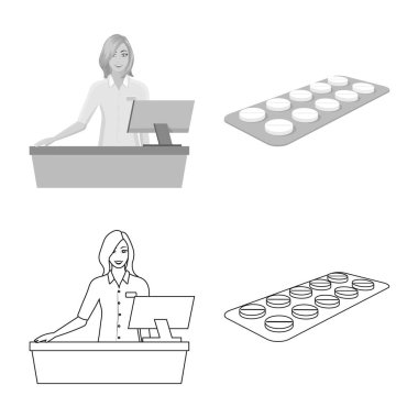 Perakende ve sağlık sembol vektör çizimi. Perakende ve sağlık hisse senedi vektör çizim seti.