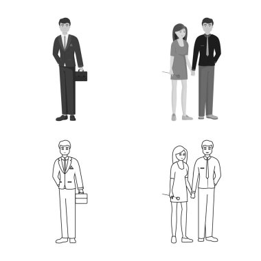 Karakter ve avatar işareti vektör tasarımı. Hisse senedi için karakter ve portre vektör simge topluluğu.