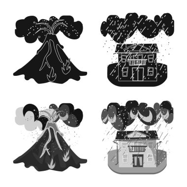 Hava ve tehlike işareti illüstrasyon vektör. Hava toplanması ve hisse senedi için kaza vektör simgesi.