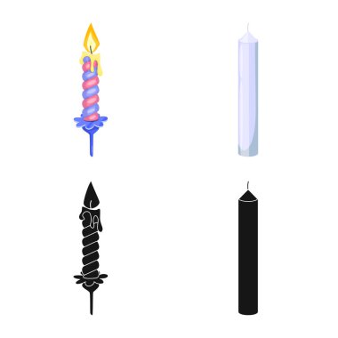 Gevşeme ve alev simgesi yalıtılmış nesne. Gevşeme ve hisse senedi için balmumu vektör simge kümesi.