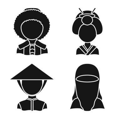 İnsan ve kültür sembolü yalıtılmış nesne. Kişi ve yarış hisse senedi vektör çizim topluluğu.