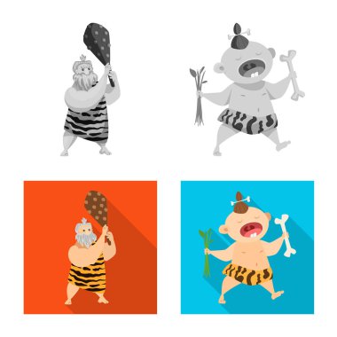 Evrim ve tarih öncesi simgesi yalıtılmış nesne. Evrim ve geliştirme hisse senedi vektör çizim seti.