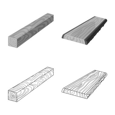 Ağaç ve ham logo yalıtılmış nesne. Ağaç ve inşaat hisse senedi vektör çizim topluluğu.