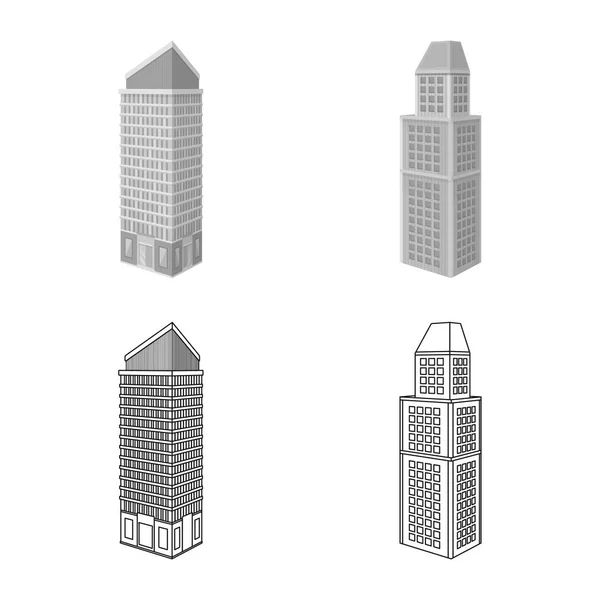 Ilustração vetorial do logotipo da construção e do edifício. Conjunto de símbolo de estoque de construção e propriedade para web . —  Vetores de Stock