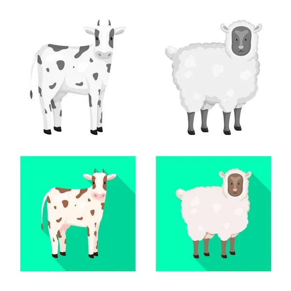 Illustrazione vettoriale di allevamento e logo della cucina. Set di simboli di allevamento e di allevamento biologico per il web . — Vettoriale Stock