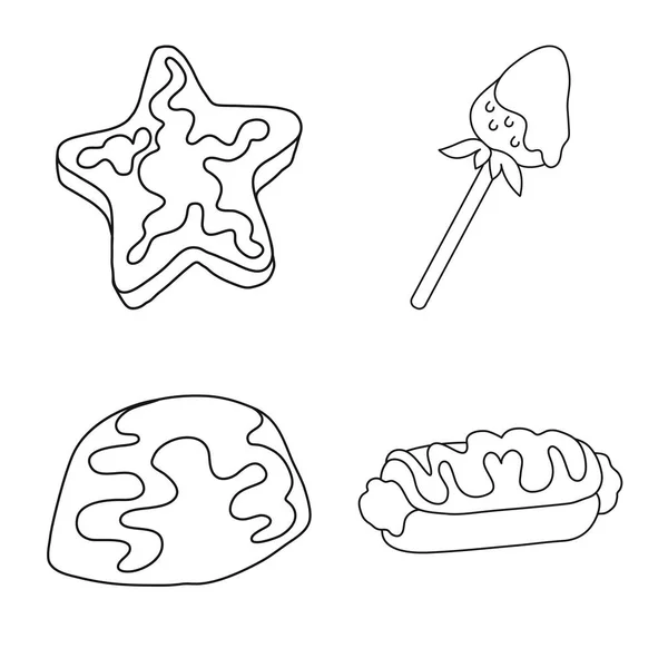 Изолированный предмет иконки сладкого и продукта. Коллекция векторных иллюстраций сладкого и карамельного сырья . — стоковый вектор