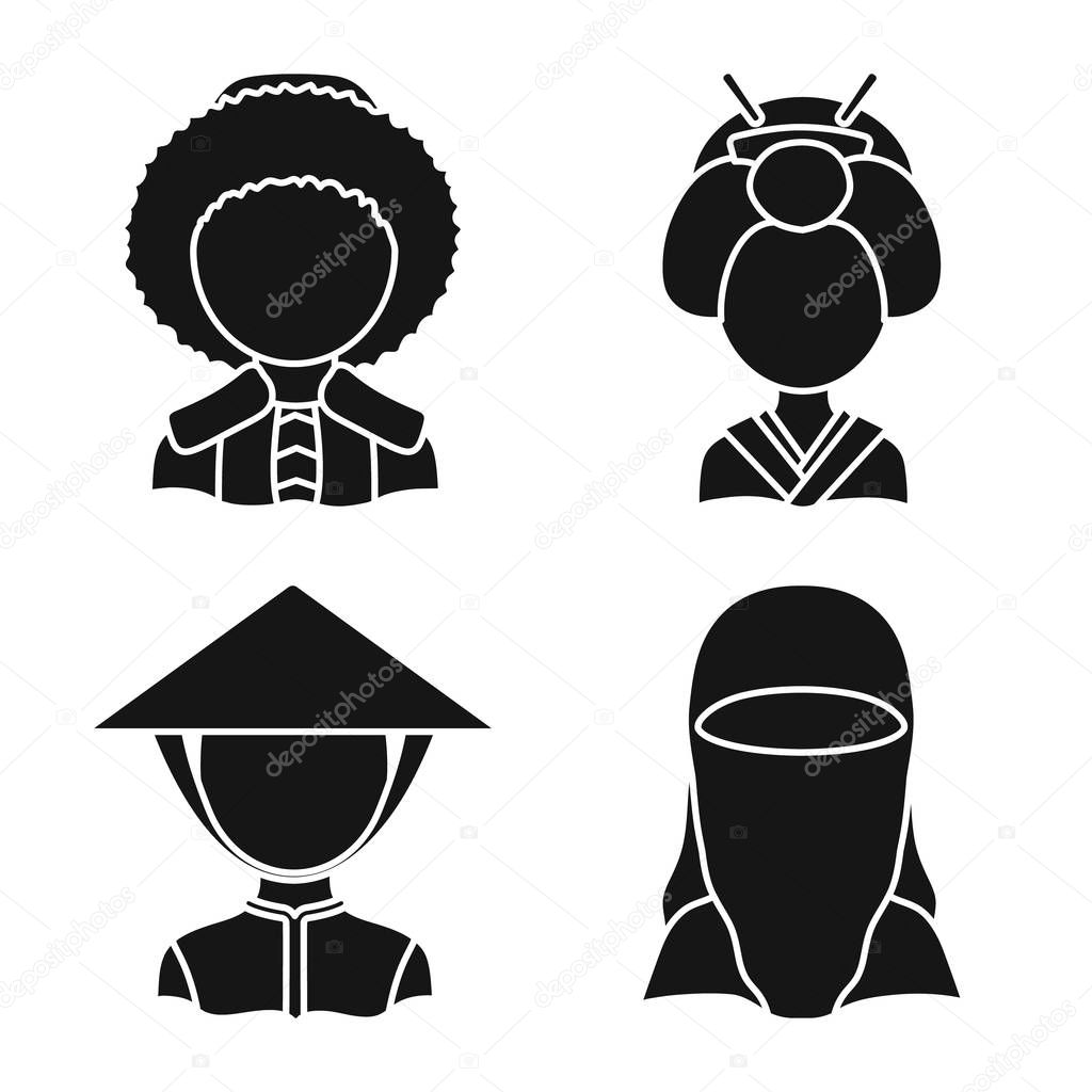 Isolated object of person and culture symbol. Collection of person and race stock vector illustration.
