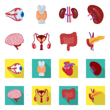 Biyoloji ve bilimsel işareti vektör çizimi. Hisse senedi için biyoloji ve laboratuvar vektör simge kümesi.