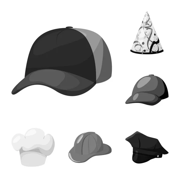 Illustration vectorielle du chapeau et de l'icône casque. Ensemble de chapeau et d'icône vectorielle de profession pour stock . — Image vectorielle