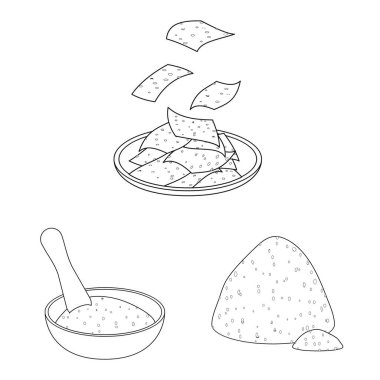 Gıda ve vegan simgesi izole nesne. Web için gıda ve weed stok sembolü koleksiyonu.