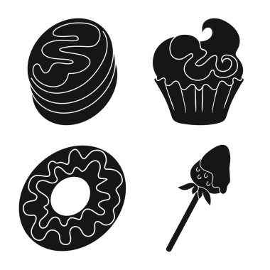 Tatlılık ve ürün simge vektör tasarımı. Tatlılık ve hisse senedi için tatlı vektör ikon koleksiyonu.