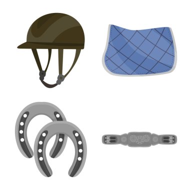 At ve Binicilik işareti izole nesne. At sırtında ayarla ve stok vektör çizim at.