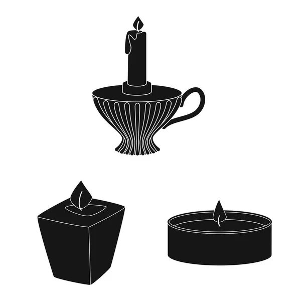 Objeto aislado de luz de las velas y signo de decoración. Conjunto de velas y cera símbolo de stock para la web . — Vector de stock