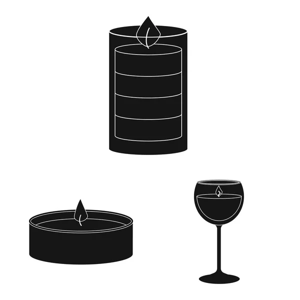 Objeto aislado de la luz de las velas y el icono de decoración. Conjunto de velas y cera símbolo de stock para la web . — Archivo Imágenes Vectoriales