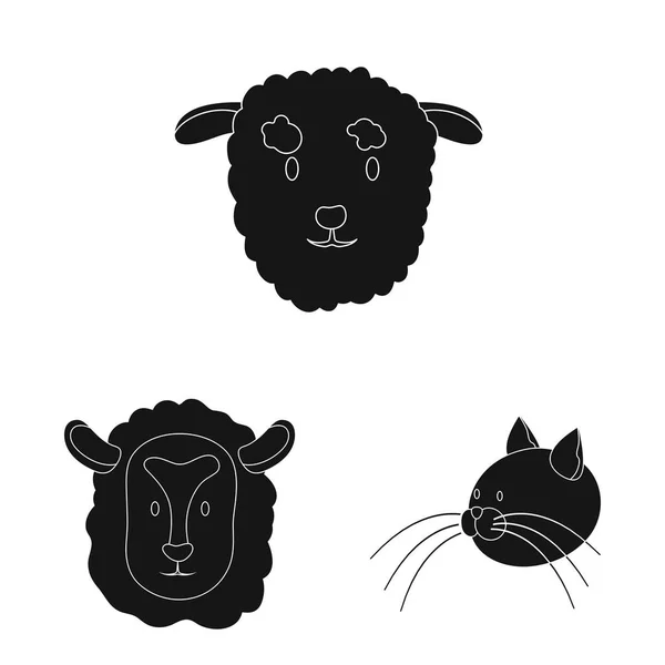 Illustration vectorielle du ranch et logo bio. Collecte de l'illustration vectorielle ranch et tête de bétail . — Image vectorielle