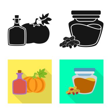 Sağlıklı ve sebze logo vektör tasarımı. Sağlıklı kümesi ve web için tarım hisse senedi simgesi.