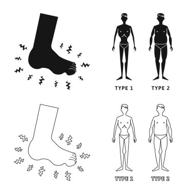 Diyet ve tedavi işareti vektör Illustration. Diyet ve ilaç hisse senedi simgesi için web topluluğu.