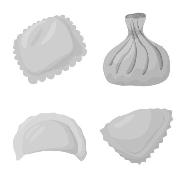 Köfte ve doldurulmuş simge vektör tasarımı. Web için köfte ve çanak stok sembolü seti.