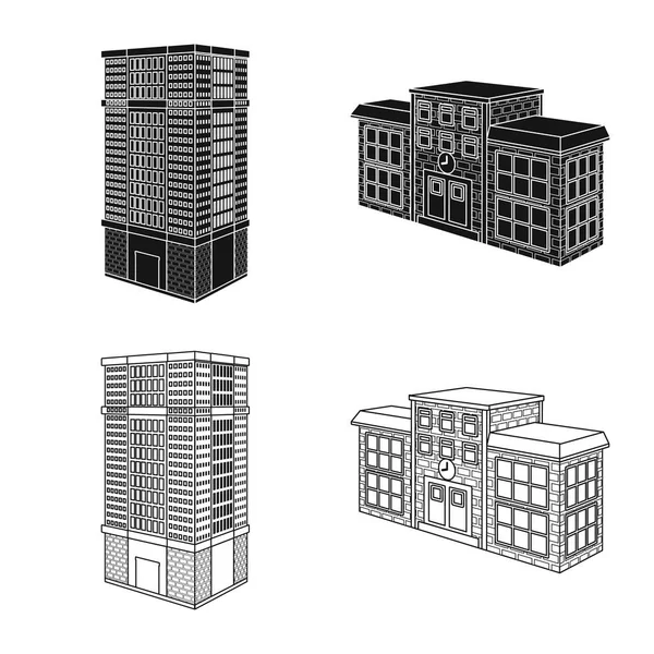 Objeto isolado de construção e logotipo do edifício. Coleção de construção e ilustração do vetor de estoque imobiliário . —  Vetores de Stock