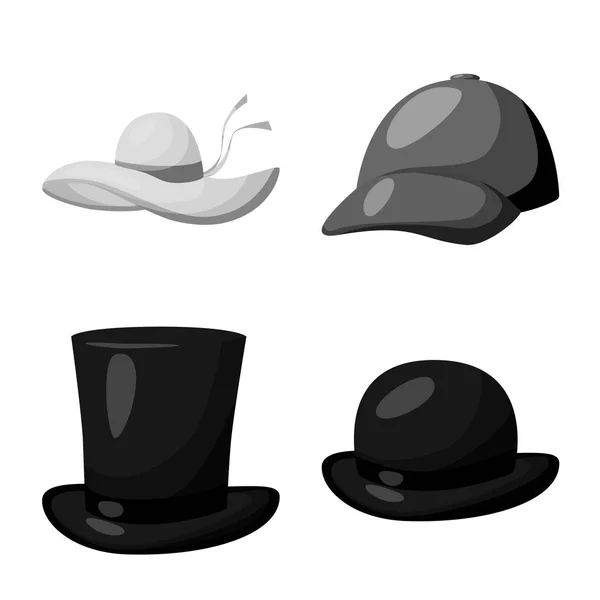 Illustrazione vettoriale del cappello e del simbolo del casco. Serie di cappello e professione stock illustrazione vettoriale . — Vettoriale Stock