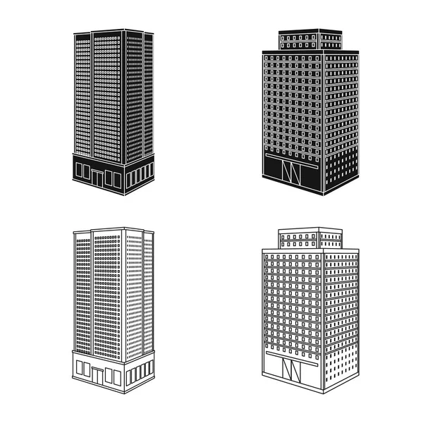 Oggetto isolato di costruzione e simbolo dell'edificio. Serie di costruzione e stock immobiliare illustrazione vettoriale . — Vettoriale Stock