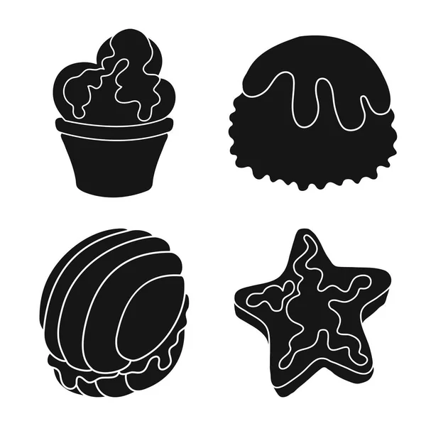 Векторная иллюстрация сладости и символа продукта. Набор векторных иллюстраций сладости и сладкого запаса . — стоковый вектор