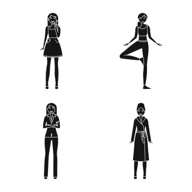 Vektör çizim duygu ve kadın sembolü. Duygular ve hisse senedi için vücut vektör simge koleksiyonu.