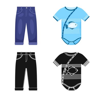 Moda ve giysi simge vektör Illustration. Moda ve pamuk stok vektör çizim topluluğu.